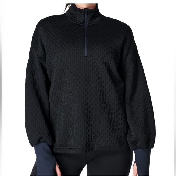 Sweaty Betty Pace Quilted Quarter Zip Black Running Jacket XL - Picture 1 of 11